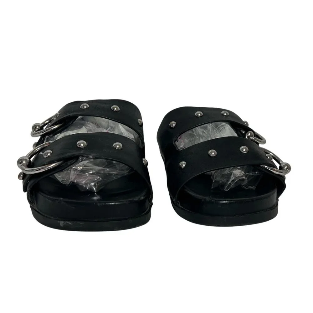 Rebecca Minkoff Women's Vachel Slides US 7,5 M Black Leather Sandals - Picture 4 of 12